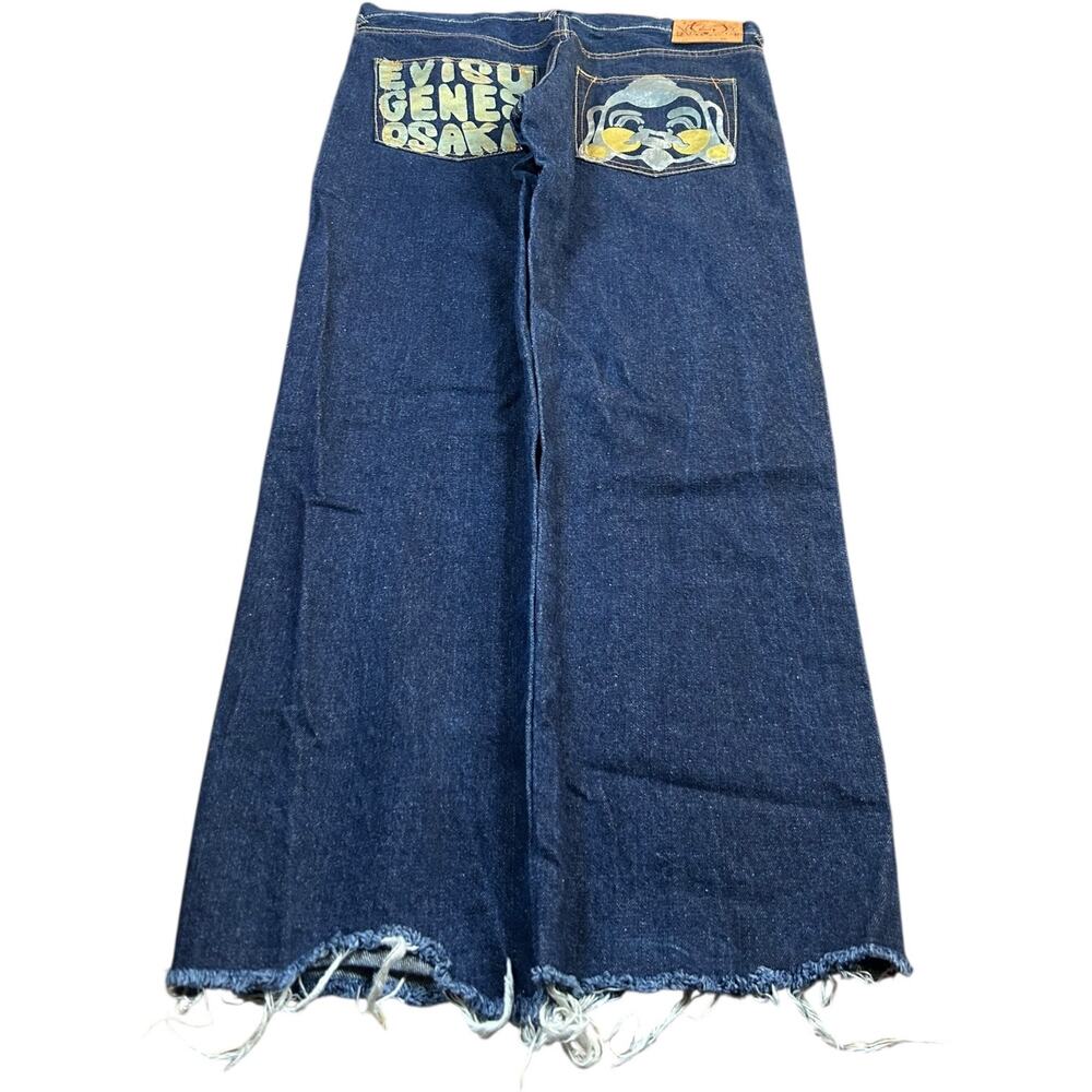 Evisu Blue Slim Men Jeans with Graphic Details